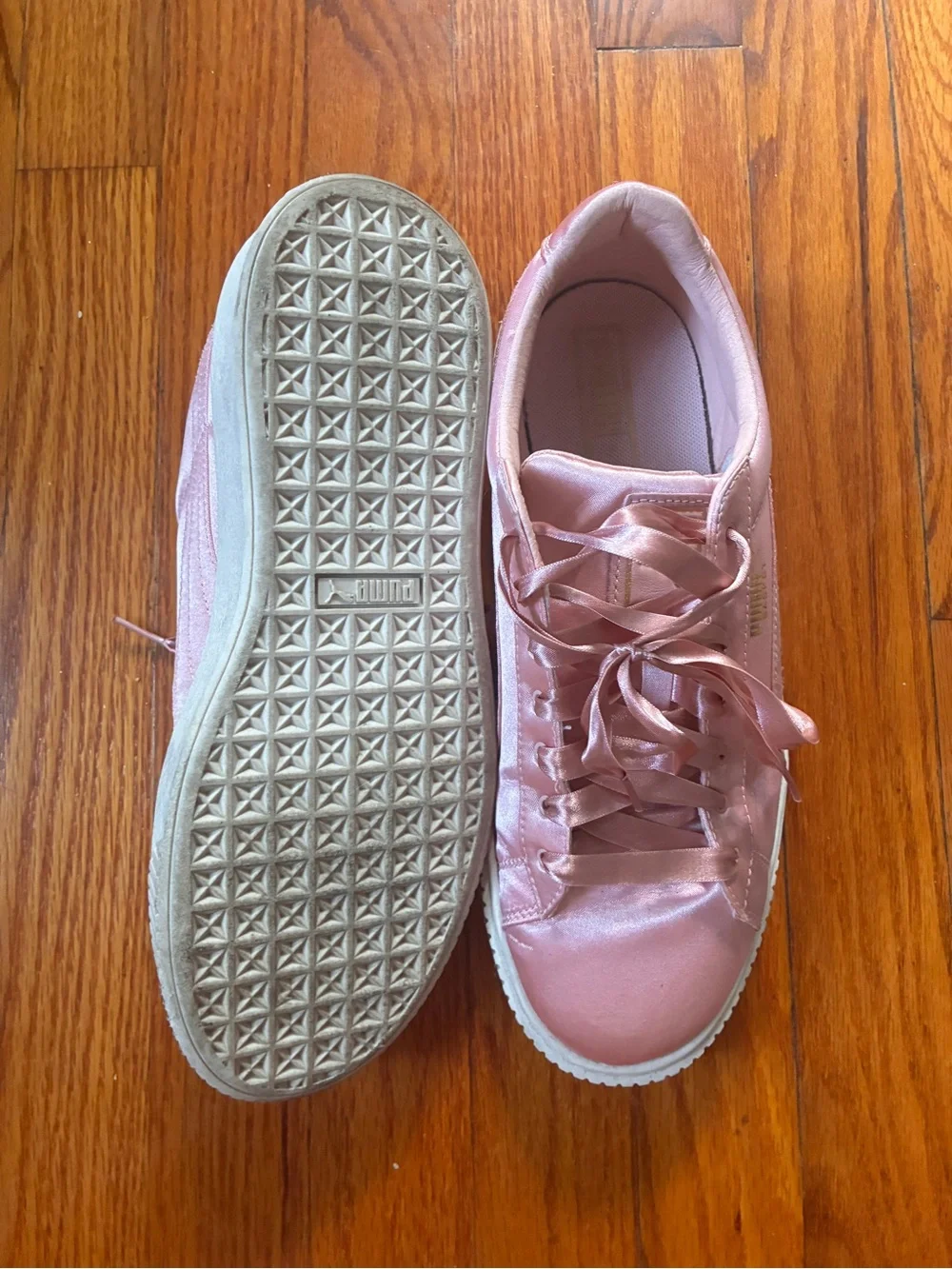 Puma Satin Pink Platform Sneakers